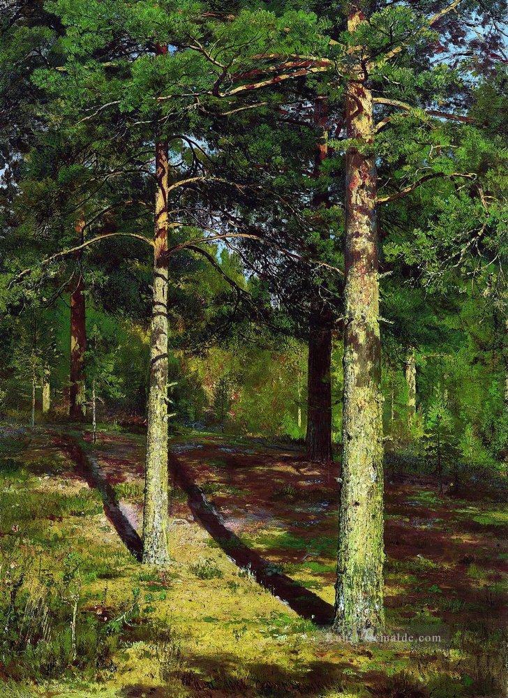 die sonnenbeleuchteten Kiefern 1886 klassische Landschaft Ivan Ivanovich Bäume Ölgemälde